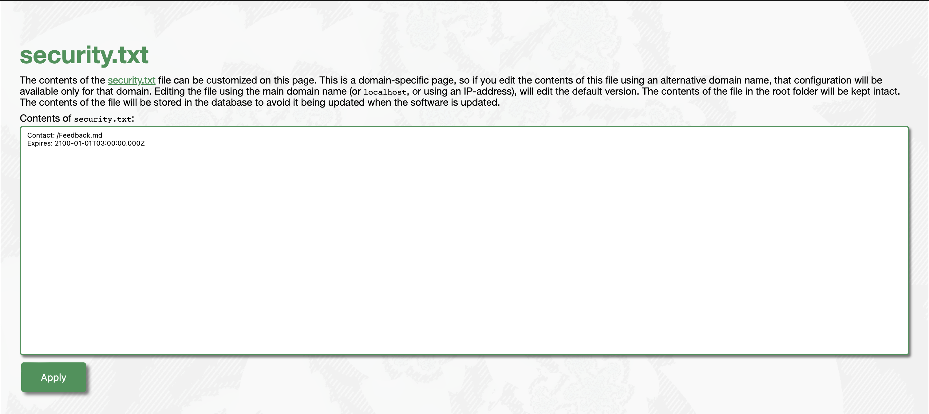 Editing the security.txt resource