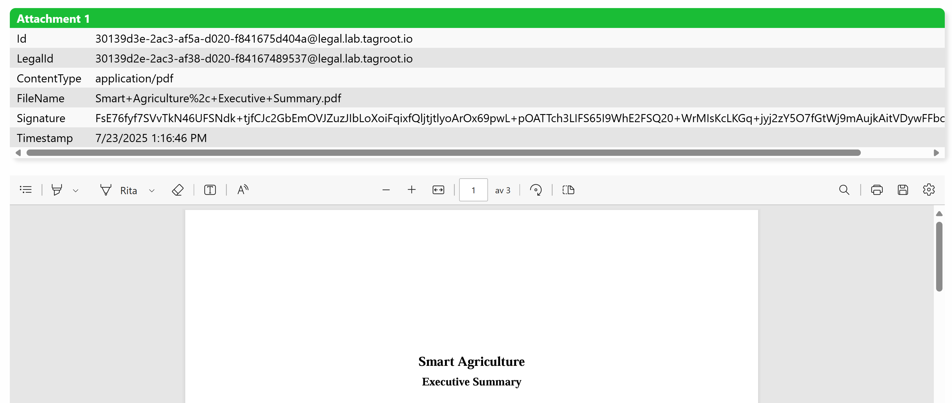 PDF Document in Pending Identity Application view