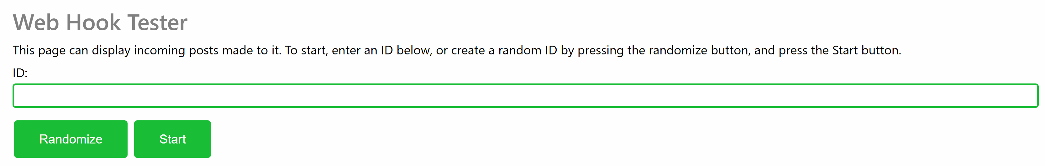 WebHook Tester Main Page
