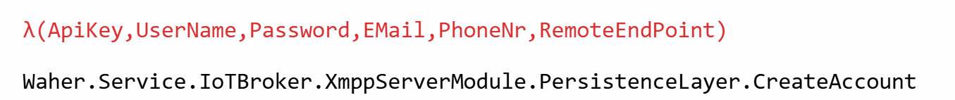 CreateAccount method arguments