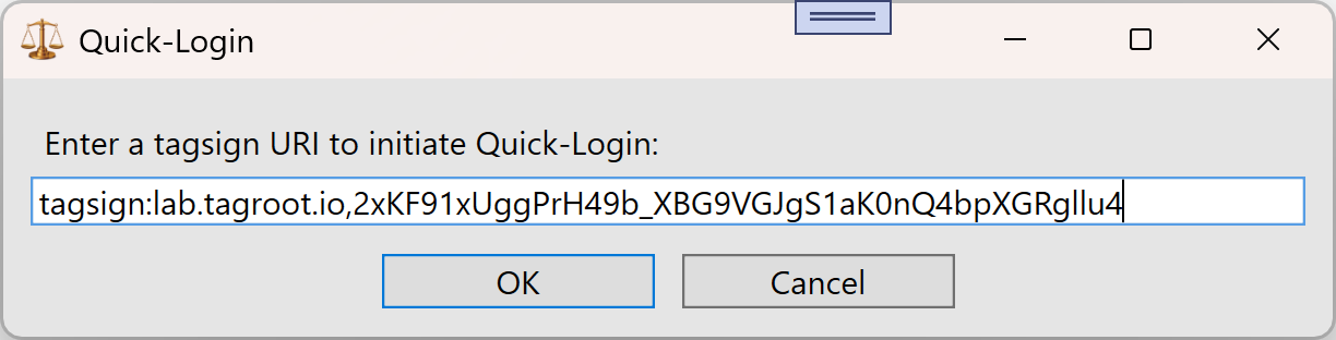 Enter tagsign URI