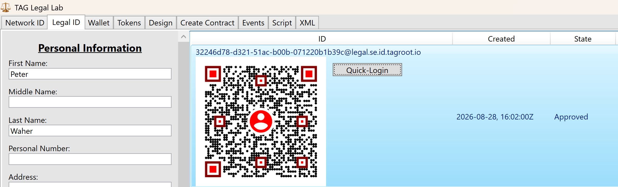 Quick-Login Button